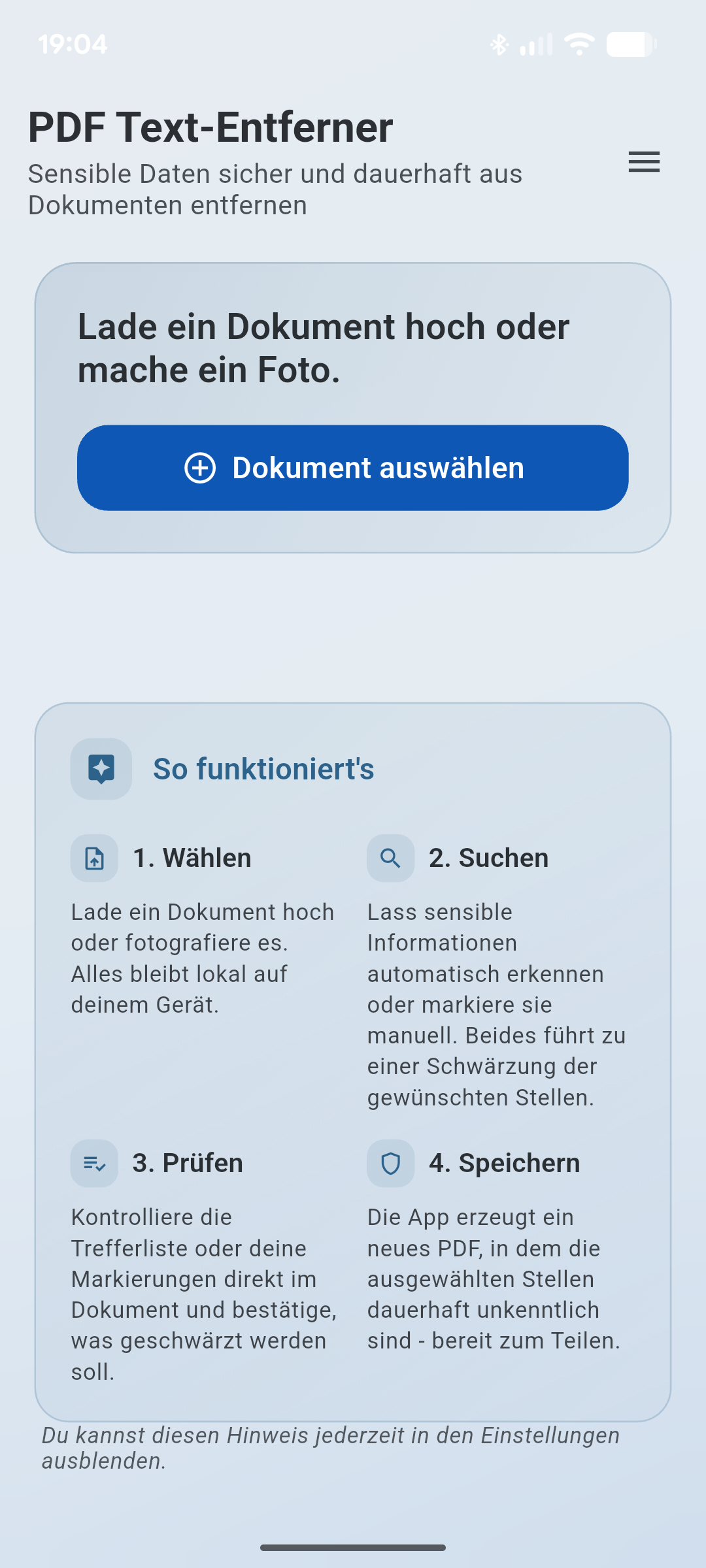 PDF Text-Entferner Screenshot