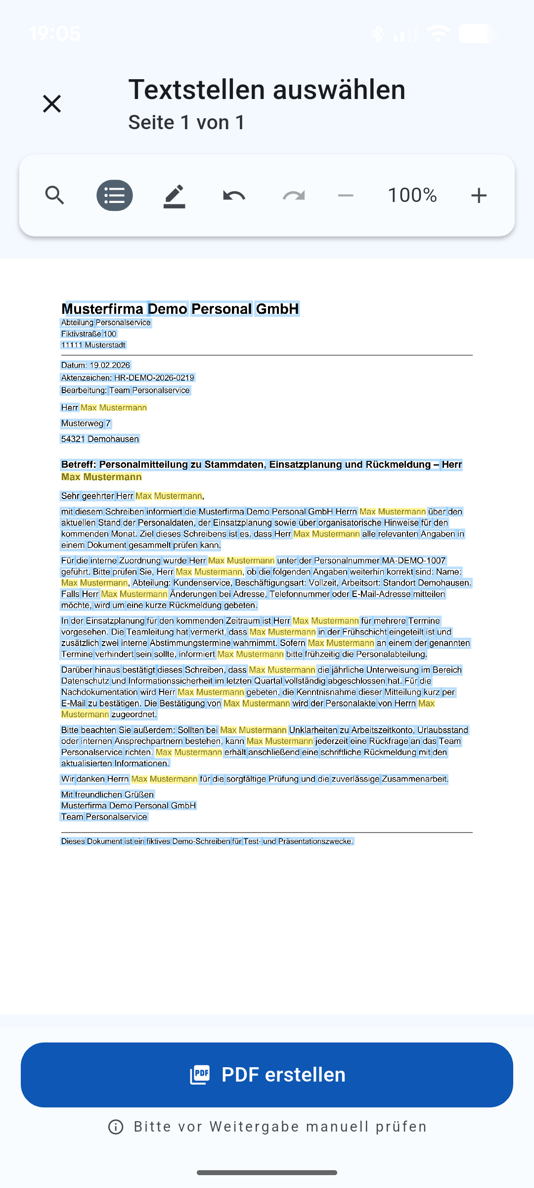 PDF Text-Entferner OCR Markierung