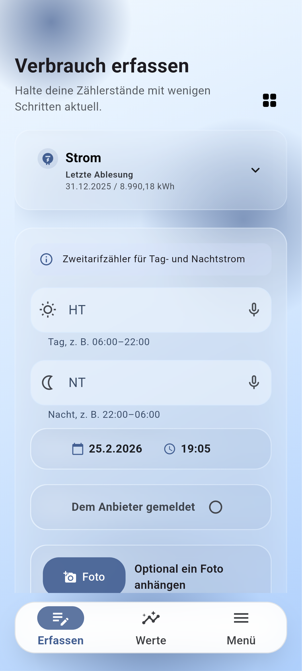 Zähler – Verbrauch erfassen Screenshot