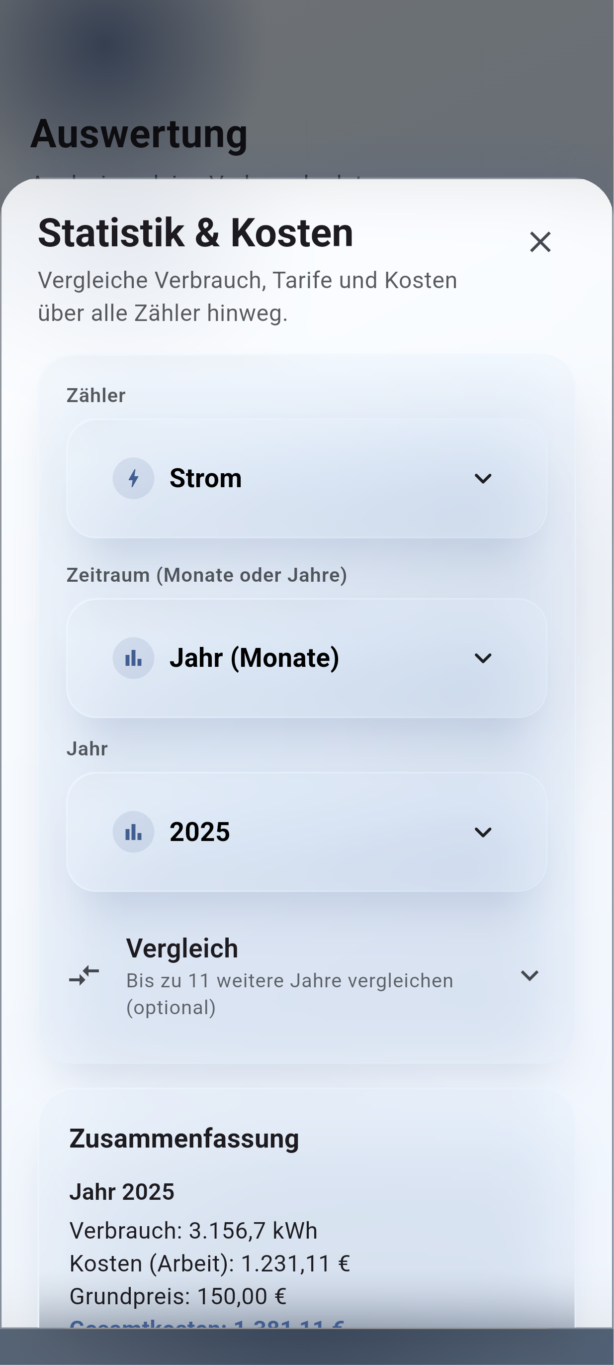 Zähler – Verbrauch erfassen Statistik Kosten